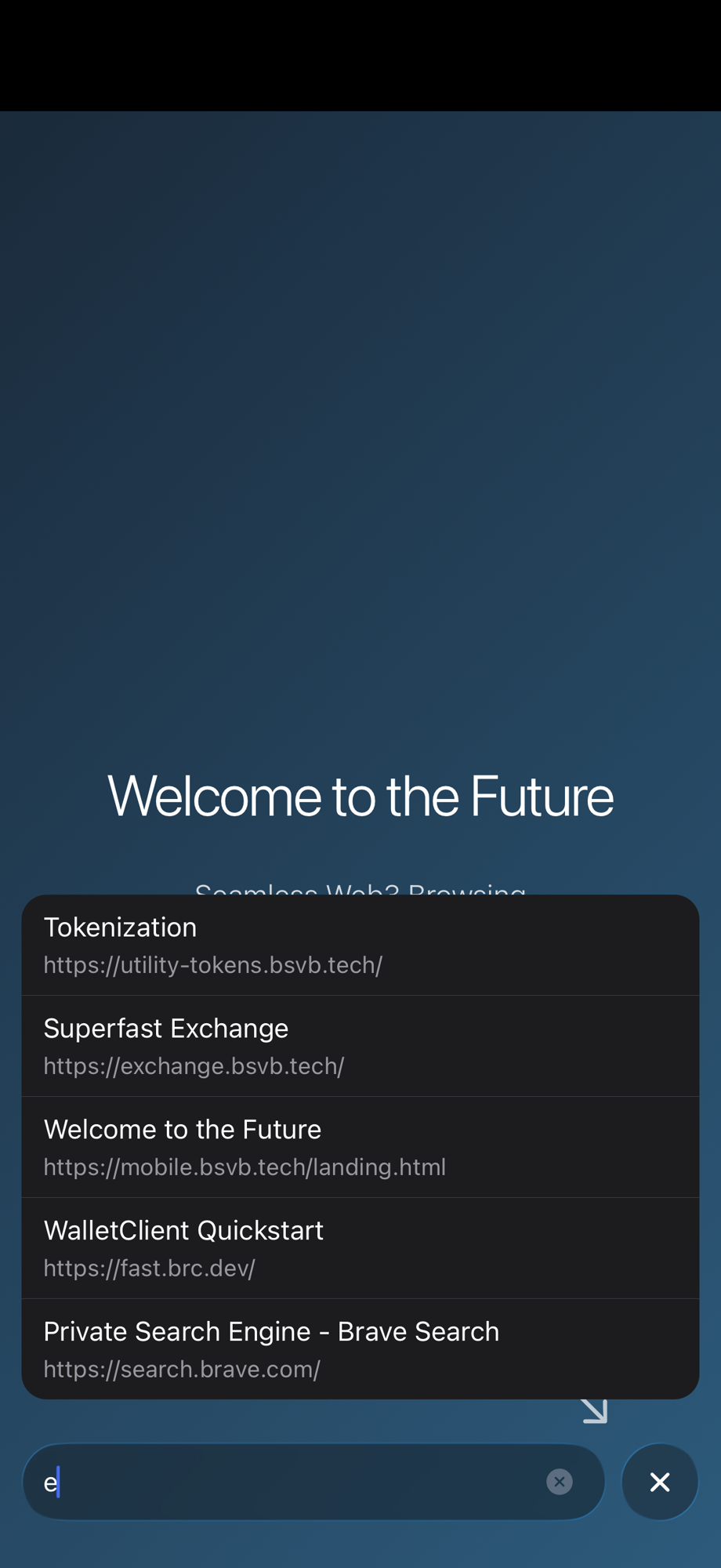 Address bar with autocomplete suggestions