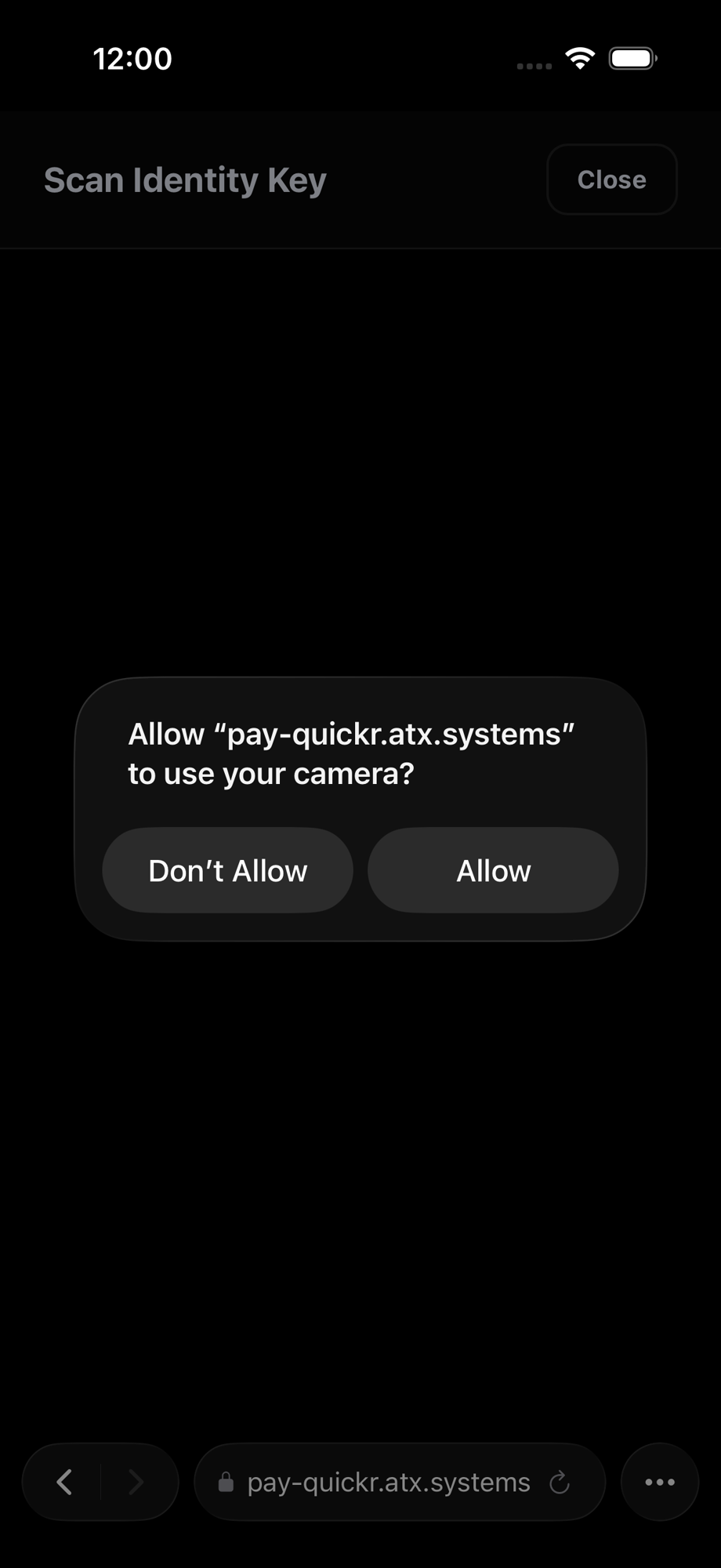Device permission modal for camera access