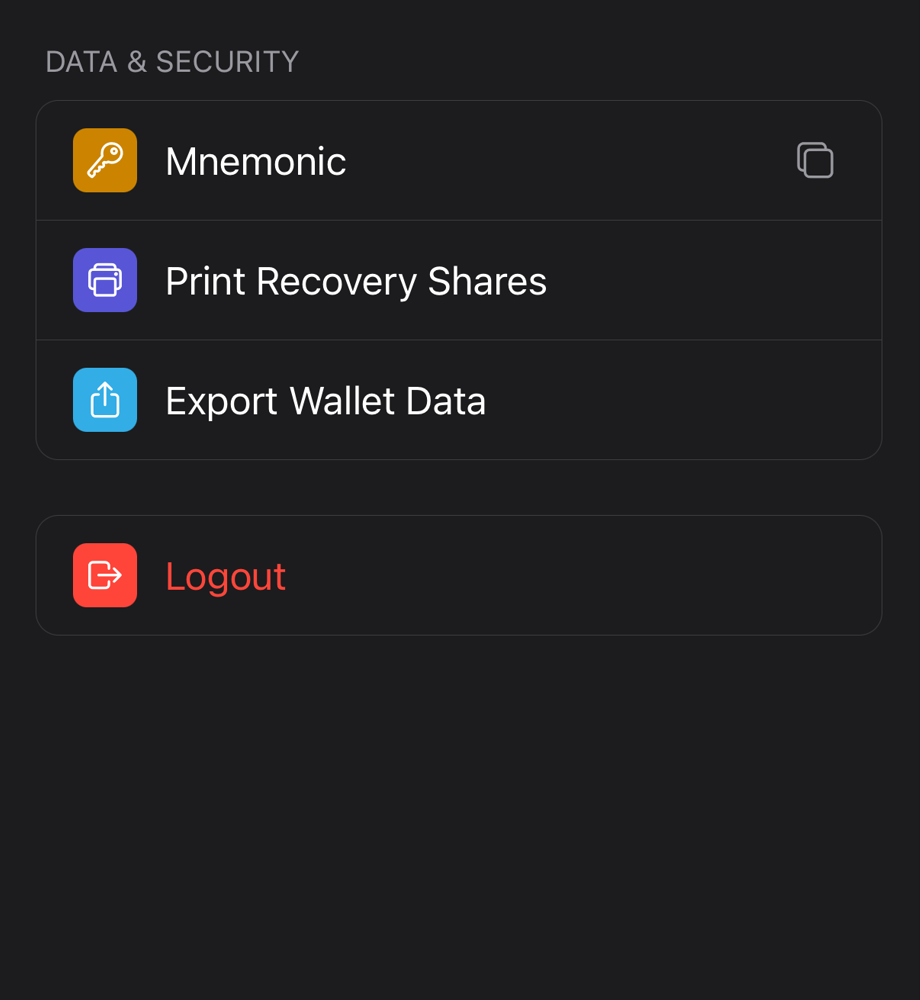 Settings page highlighting the Logout button